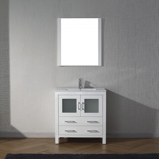 Dior 32" Single Bath Vanity in White and Square Sink and Matching Mirror