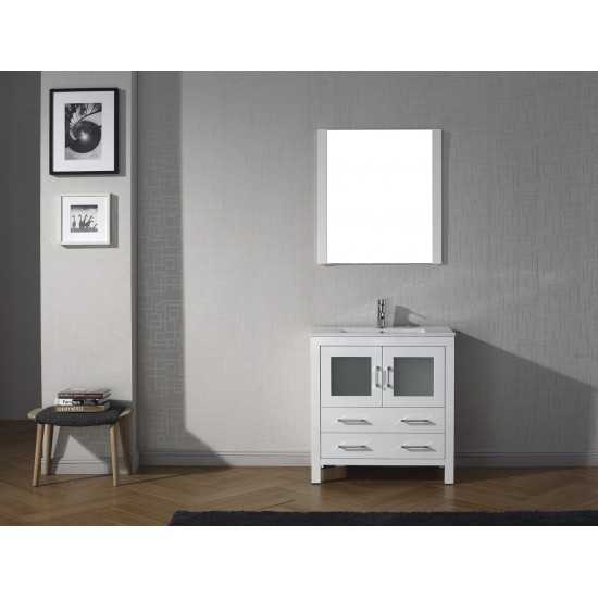 Dior 32" Single Bath Vanity in White and Square Sink and Matching Mirror