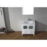 Dior 32" Single Bath Vanity in White and Square Sink and Matching Mirror