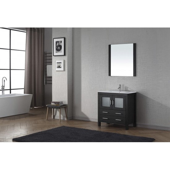 Dior 32" Single Bath Vanity in Zebra Gray and Square Sink and Matching Mirror