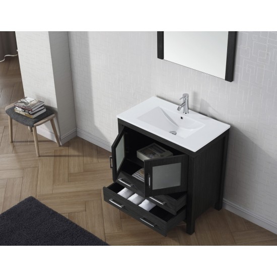 Dior 32" Single Bath Vanity in Zebra Gray and Square Sink and Matching Mirror