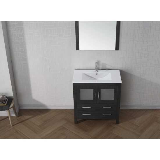 Dior 32" Single Bath Vanity in Zebra Gray and Square Sink and Matching Mirror