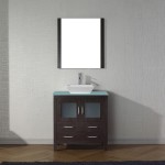 Dior 32" Single Bath Vanity in Espresso with Green Glass Top and Square Sink and Matching Mirror