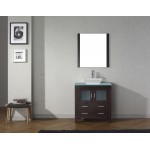 Dior 32" Single Bath Vanity in Espresso with Green Glass Top and Square Sink with Brushed Nickel Faucet and Matching Mirror