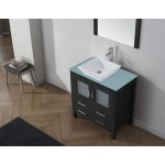 Dior 32" Single Bath Vanity in Zebra Gray with Green Glass Top and Square Sink and Matching Mirror