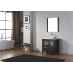 Dior 32" Single Bath Vanity in Espresso with White Engineered Stone Top and Square Sink with Brushed Nickel Faucet and Mirror