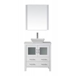 Dior 32" Single Bath Vanity in White with White Engineered Stone Top and Square Sink and Matching Mirror