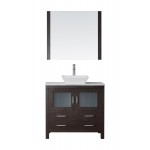 Dior 32" Single Bath Vanity in Espresso with White Marble Top and Square Sink and Matching Mirror