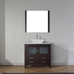 Dior 32" Single Bath Vanity in Espresso with White Marble Top and Square Sink and Matching Mirror