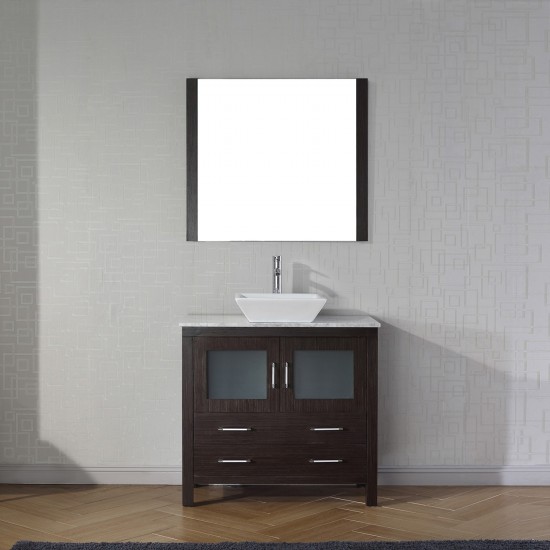 Dior 32" Single Bath Vanity in Espresso with White Marble Top and Square Sink and Matching Mirror