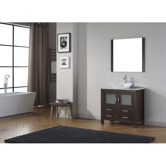 Dior 32" Single Bath Vanity in Espresso with White Marble Top and Square Sink and Matching Mirror