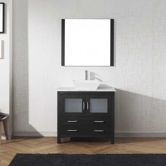 Dior 32" Single Bath Vanity in Zebra Gray with White Marble Top and Square Sink and Matching Mirror