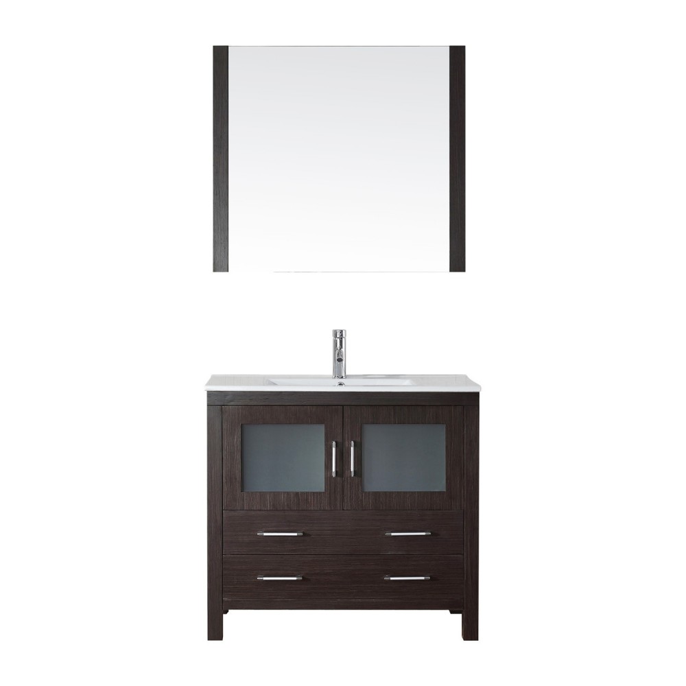 Dior 36" Single Bath Vanity in Espresso and Square Sink and Matching Mirror