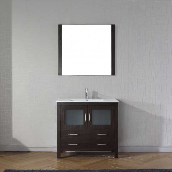 Dior 36" Single Bath Vanity in Espresso and Square Sink and Matching Mirror