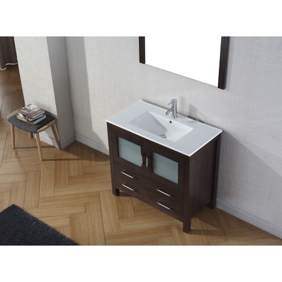 Dior 36" Single Bath Vanity in Espresso and Square Sink and Matching Mirror