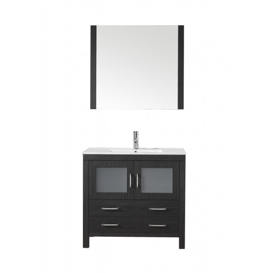 Dior 36" Single Bath Vanity in Zebra Gray and Square Sink and Matching Mirror