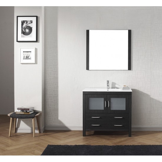 Dior 36" Single Bath Vanity in Zebra Gray and Square Sink and Matching Mirror