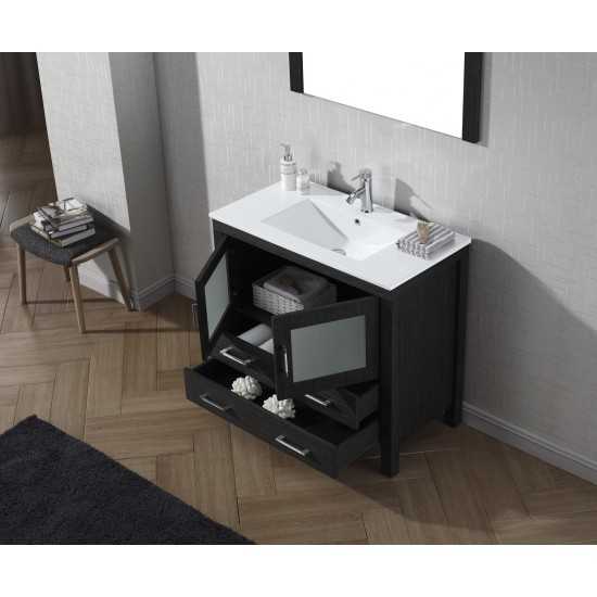 Dior 36" Single Bath Vanity in Zebra Gray and Square Sink and Matching Mirror