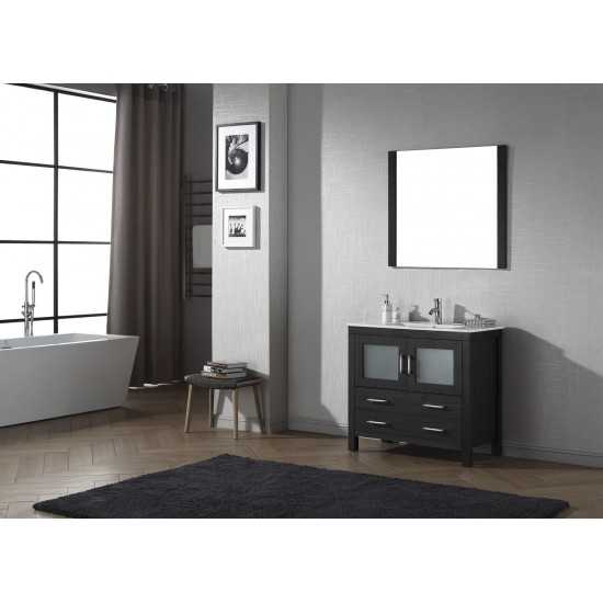 Dior 36" Single Bath Vanity in Zebra Gray and Square Sink with Brushed Nickel Faucet and Matching Mirror