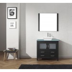 Dior 36" Single Bath Vanity in Zebra Gray with Green Glass Top and Square Sink and Matching Mirror