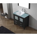 Dior 36" Single Bath Vanity in Zebra Gray with Green Glass Top and Square Sink and Matching Mirror