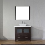 Dior 36" Single Bath Vanity in Espresso with White Engineered Stone Top and Square Sink with Brushed Nickel Faucet and Mirror