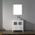 Dior 36" Single Bath Vanity in White with White Engineered Stone Top and Square Sink and Matching Mirror