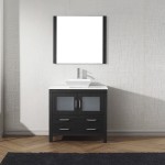 Dior 36" Single Bath Vanity in Zebra Gray with White Engineered Stone Top and Square Sink and Matching Mirror