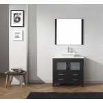 Dior 36" Single Bath Vanity in Zebra Gray with White Engineered Stone Top and Square Sink and Matching Mirror