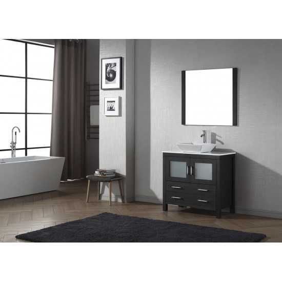 Dior 36" Single Bath Vanity in Zebra Gray with White Engineered Stone Top and Square Sink and Matching Mirror