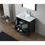 Dior 36" Single Bath Vanity in Zebra Gray with White Engineered Stone Top and Square Sink and Matching Mirror