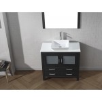 Dior 36" Single Bath Vanity in Zebra Gray with White Engineered Stone Top and Square Sink and Matching Mirror