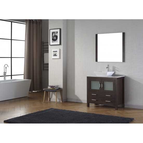 Dior 36" Single Bath Vanity in Espresso with White Marble Top and Square Sink with Brushed Nickel Faucet and Matching Mirror