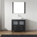 Dior 36" Single Bath Vanity in Zebra Gray with White Marble Top and Square Sink and Matching Mirror