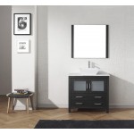 Dior 36" Single Bath Vanity in Zebra Gray with White Marble Top and Square Sink and Matching Mirror