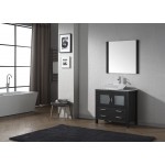 Dior 36" Single Bath Vanity in Zebra Gray with White Marble Top and Square Sink and Matching Mirror