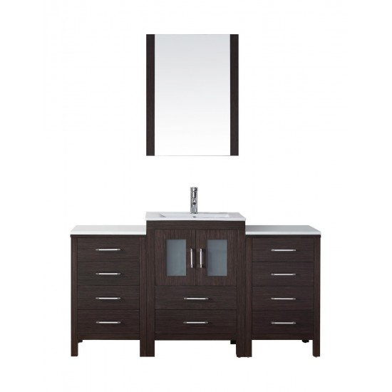 Dior 60" Single Bath Vanity in Espresso and Square Sink and Matching Mirror