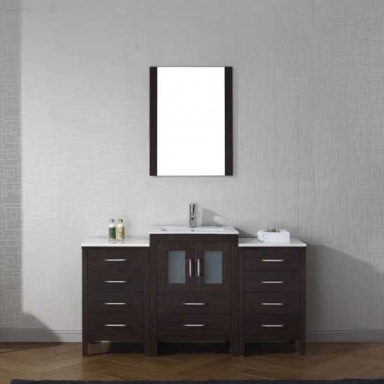 Dior 60" Single Bath Vanity in Espresso and Square Sink and Matching Mirror