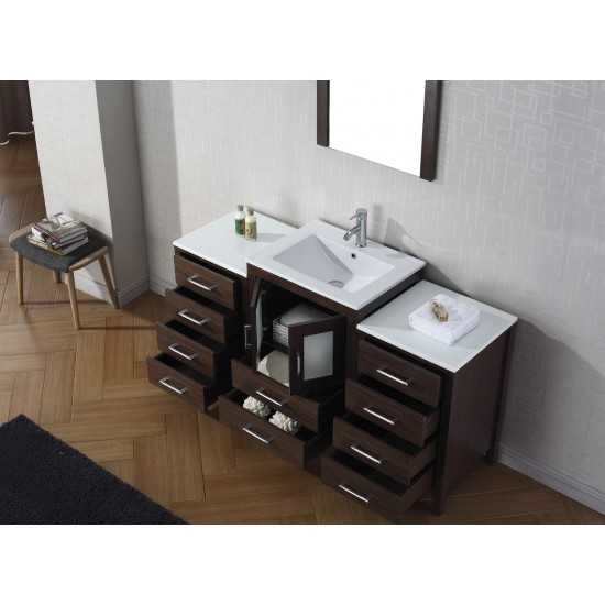 Dior 60" Single Bath Vanity in Espresso and Square Sink and Matching Mirror