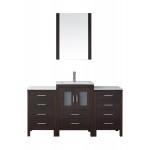 Dior 60" Single Bath Vanity in Espresso and Square Sink with Brushed Nickel Faucet and Matching Mirror