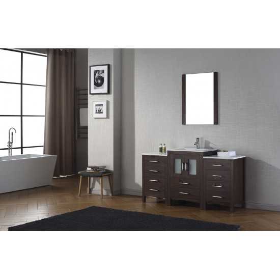 Dior 60" Single Bath Vanity in Espresso and Square Sink with Brushed Nickel Faucet and Matching Mirror