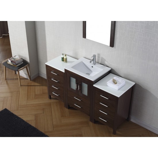 Dior 60" Single Bath Vanity in Espresso and Square Sink with Brushed Nickel Faucet and Matching Mirror