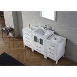 Dior 60" Single Bath Vanity in White and Square Sink and Matching Mirror