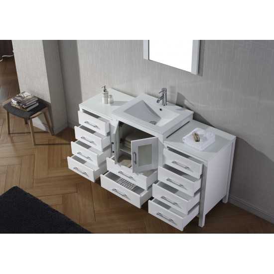 Dior 60" Single Bath Vanity in White and Square Sink and Matching Mirror