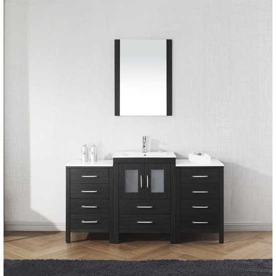 Dior 60" Single Bath Vanity in Zebra Gray and Square Sink and Matching Mirror