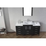 Dior 60" Single Bath Vanity in Zebra Gray and Square Sink with Brushed Nickel Faucet and Matching Mirror