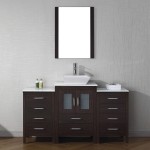 Dior 60" Single Bath Vanity in Espresso with White Engineered Stone Top and Square Sink and Matching Mirror