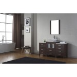 Dior 60" Single Bath Vanity in Espresso with White Engineered Stone Top and Square Sink and Matching Mirror