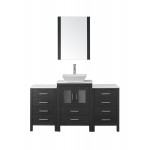 Dior 60" Single Bath Vanity in Zebra Gray with White Engineered Stone Top and Square Sink and Matching Mirror