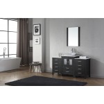 Dior 60" Single Bath Vanity in Zebra Gray with White Engineered Stone Top and Square Sink and Matching Mirror